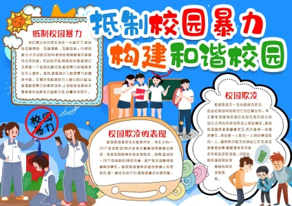 校园防欺凌防校园暴力宣传教育手抄报